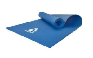 Blue Reebok yoga mat on a white background