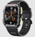 Smartwatch with a black strap on a light gray background
