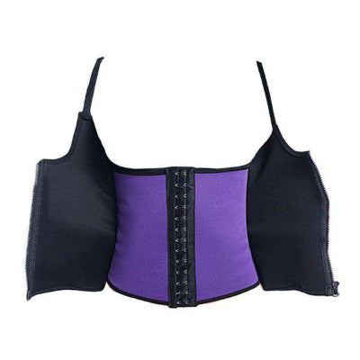 Purple waist trainer with black straps on a white background