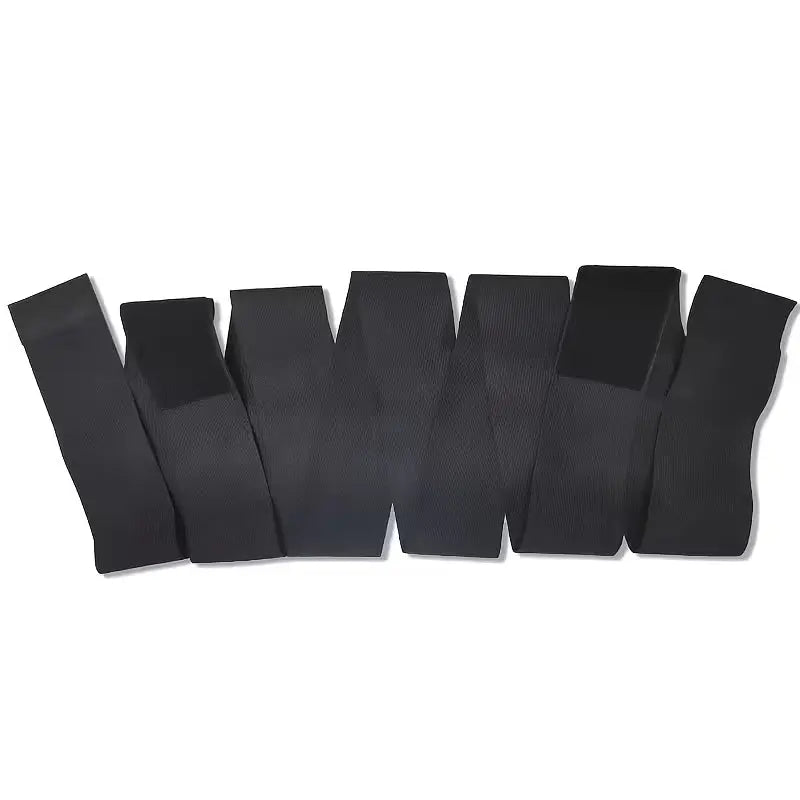Black flexible material arranged in a curved pattern on a white background to demostrate that it fits any size