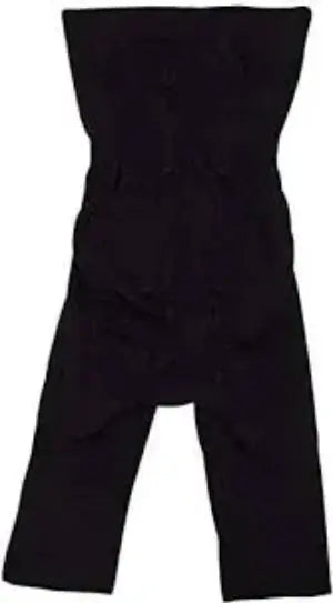 Black strapless jumpsuit on a white background