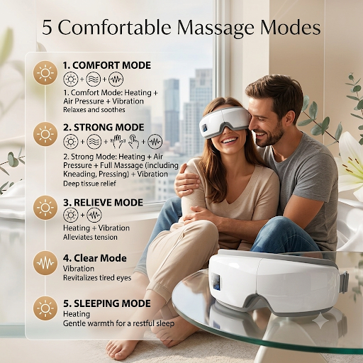 Smart Vibration Eye Massager Eye Care, Bluetooth Music -  Relieves Fatigue And Dark Circles