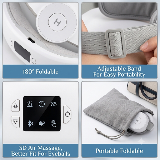 Smart Vibration Eye Massager Eye Care, Bluetooth Music -  Relieves Fatigue And Dark Circles